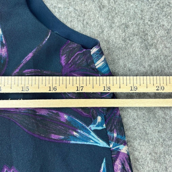 Everly Dress‎ Womens Medium Blue Green Floral Sleeveless Shift Lined Midi - Picture 12 of 15